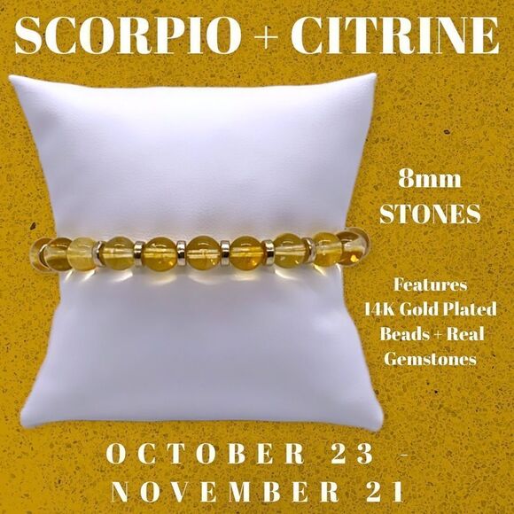 NWT Wool + Pepper Co. Scorpio + Citrine Bracelet - Zodiac x Gemstone Collection - Picture 3 of 13